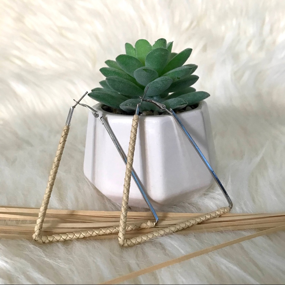Mauna Kea Inspired Silver-Toned Lauhala Earrings
